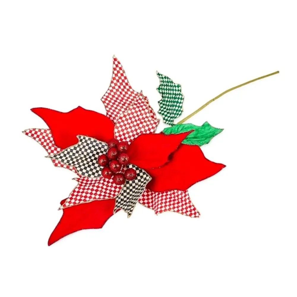 NEW MacKenzie Childs Jumbo Poinsettia Stem 24in Festive Christmas Holiday Decor